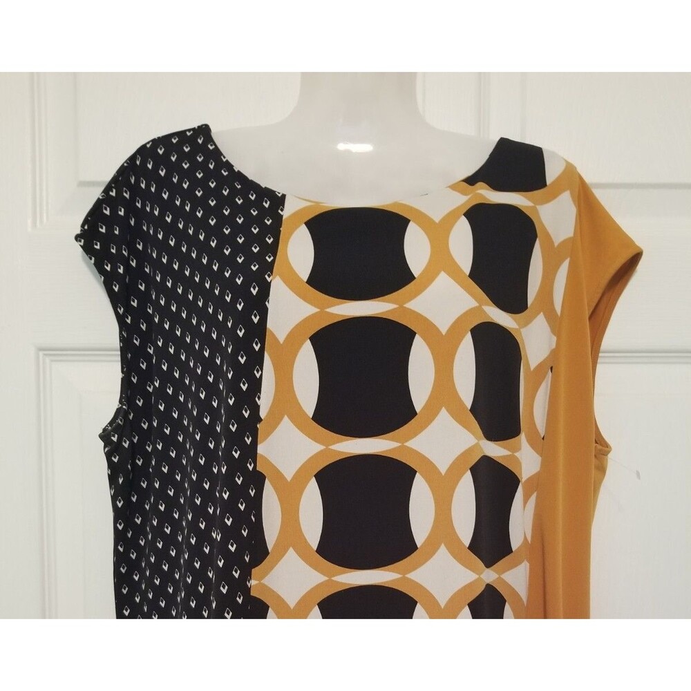 Worthington Women's Blouse Top Sleeveless Back Zip Geometric Design Plus Size 1X - Picture 2 of 5